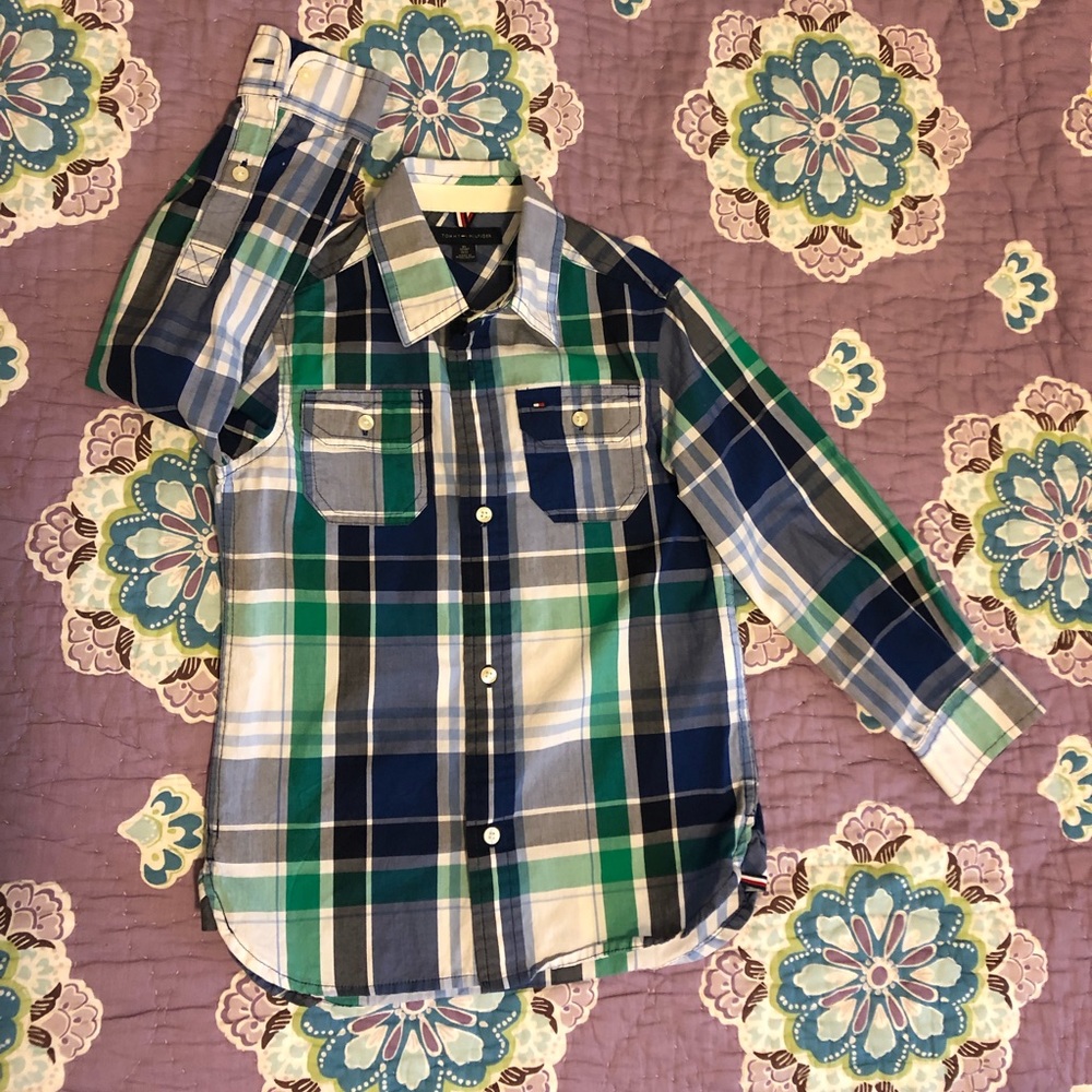 Boys Tommy Hilfiger Button Down Shirt, Size 4-5